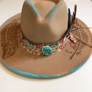Bohemian Tan and Turquoise Women's Hat